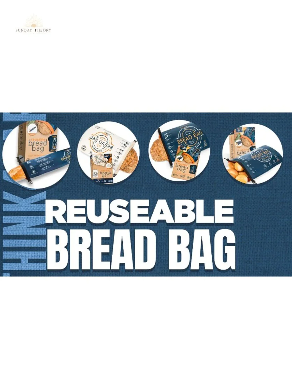 Reusable Bread Bags Set of 2 Large Fold Top Draft-Free Storage